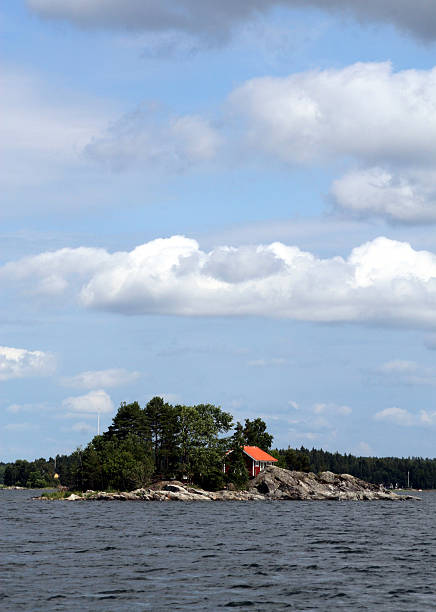 istock Red house on an Island 92796255