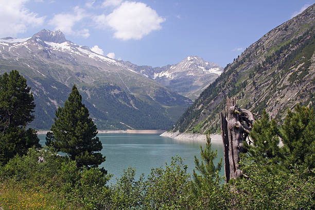 Alpine reservoir stock photo