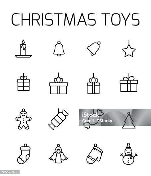 Christmas Toys Related Vector Icon Set Stock Illustration - Download Image Now - Angel, Aspirations, Award Ribbon