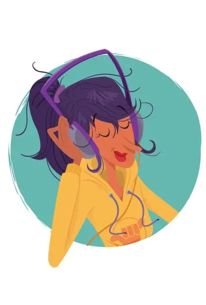 Vector illustration of Listening to music