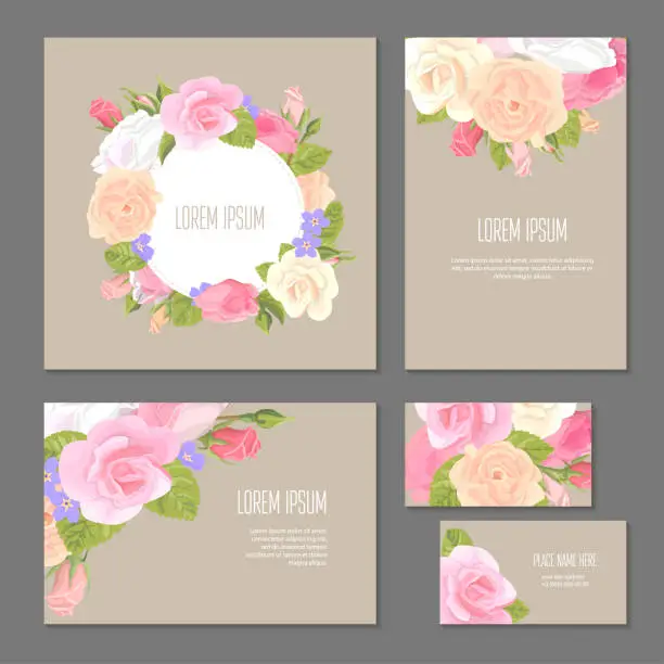 Vector illustration of Set of floristic elements of corporate identity