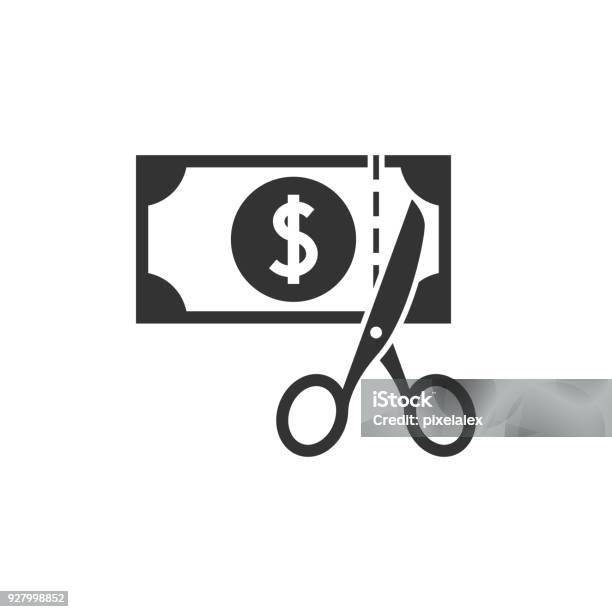 Scissors Cutting Money Icon Stock Illustration - Download Image Now - Icon Symbol, Currency, Cutting