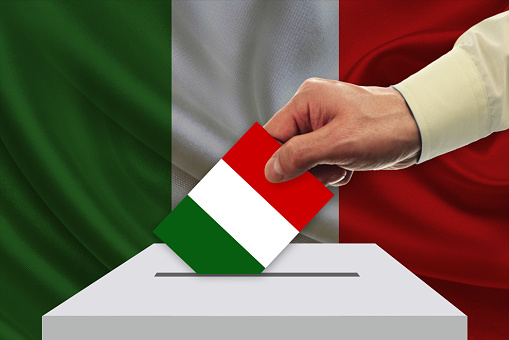 Ballot box with national flag on background - Italy