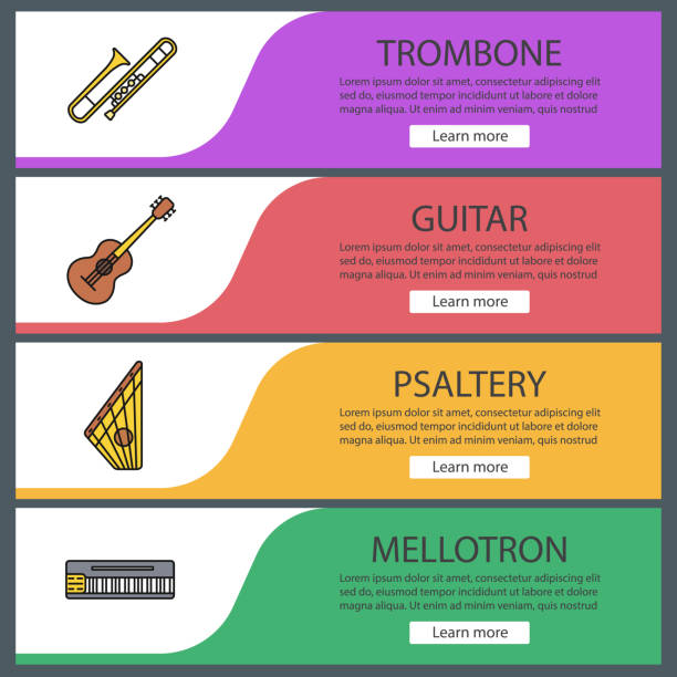 Musical instruments icons Musical instruments psaltery stock illustrations