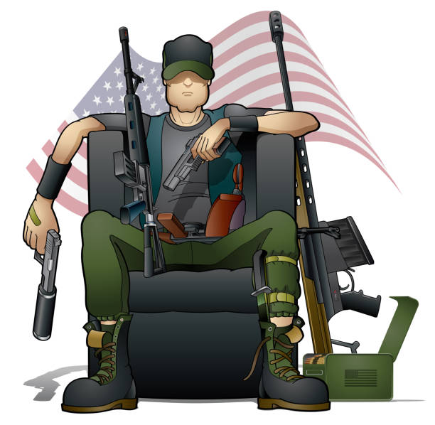 sterowanie pistoletem - gun control gun crime vector stock illustrations