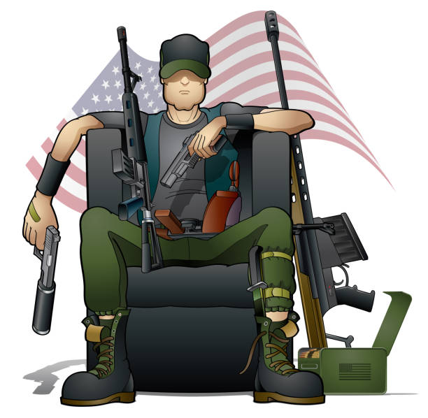 ilustrações de stock, clip art, desenhos animados e ícones de gun control - gun rifle weapon ak 47