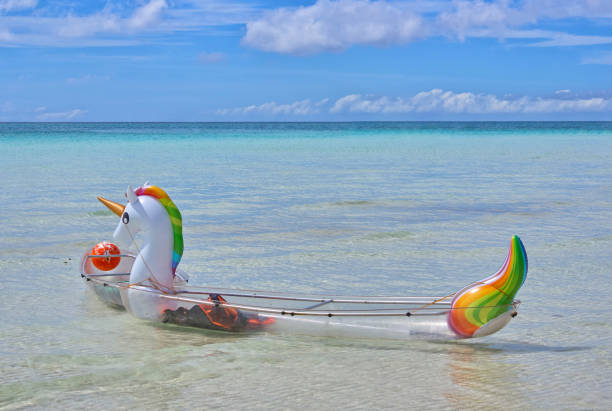 istock Inflatable unicorn in the ocean 928013060