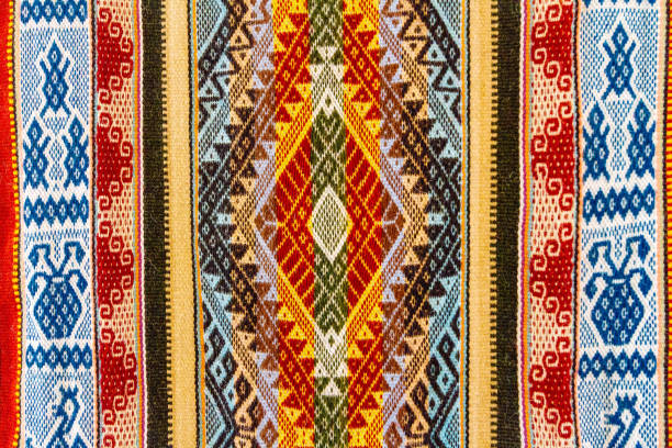 istock Close-up of a colorful fabric with Peruvian design 928013128