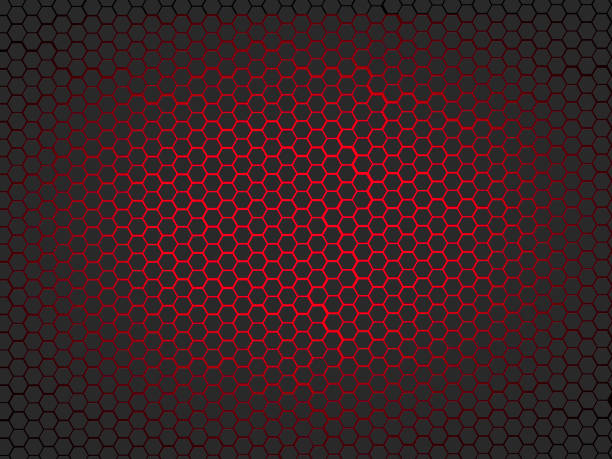istock Black Hexagon Honeycomb with red light Background 928013482