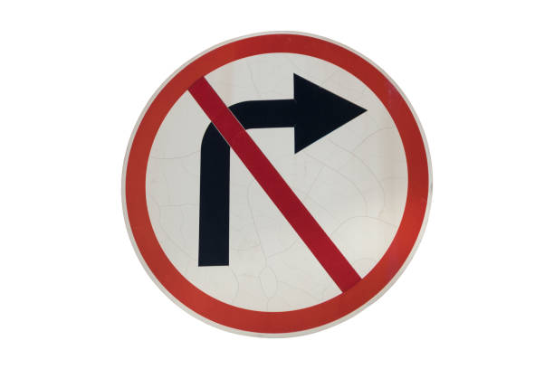 istock Old round road sing 'Right turn prohibited' isolated on white. 928013654