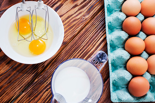eggs and flour, products for baking cake