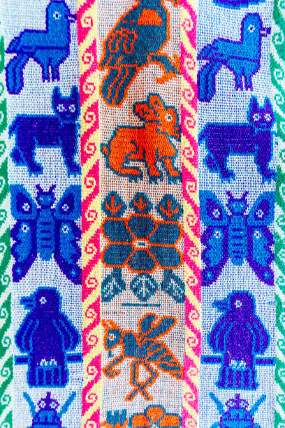 istock Macro close-up of tissue with figures of Peruvian animals 928020196