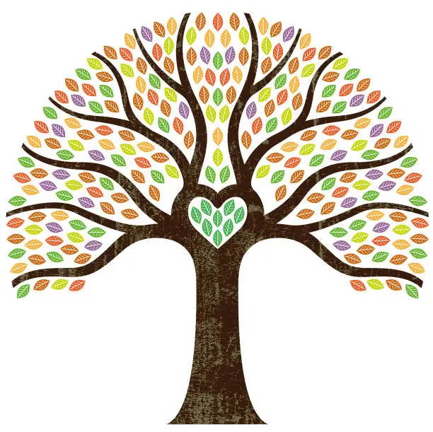 Vector illustration of Graphic small heart tree illustration