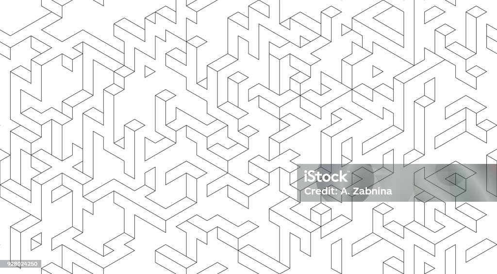 Geometric Outlines Outline Geometric Seamless Pattern Stock Illustration - Download Image ...