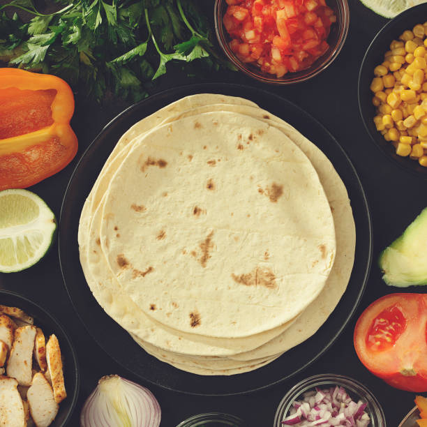istock Fresh ingredients for tacos top view. 928029088