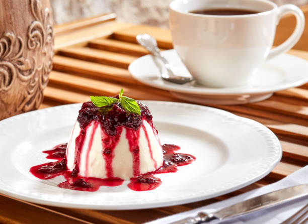 istock Panna cotta with raspberries souce 928032164