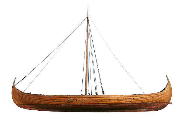 nave vichinga con percorso - nautical vessel wood sailing ship repairing foto e immagini stock