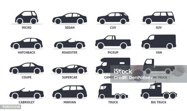 자동차모드 유형 및 모델 개체 아이콘 세트 자동차 차에 대한 스톡 벡터 아트 및 기타 이미지 - 차, 아이콘, 벡터