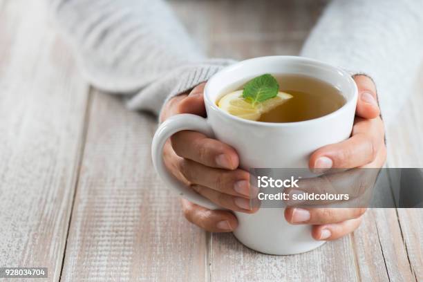 Woman With Herbal Tea Stock Photo - Download Image Now - Tea - Hot Drink, Drinking, Green Tea