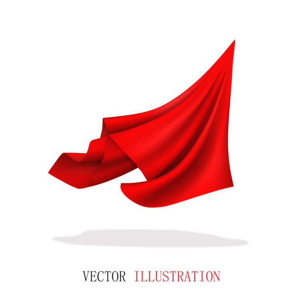 Red Satin Fabric Flying. Abstract Dynamic Cloth. Red Satin Fabric Flying. Abstract Dynamic Cloth. teatro stock illustrations