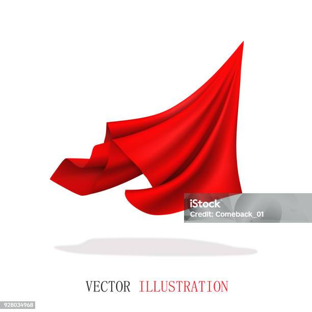 Red Satin Fabric Flying Abstract Dynamic Cloth Stock Illustration - Download Image Now - Curtain, Red, Textile