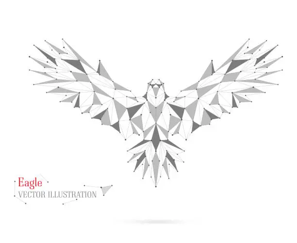 Vector illustration of Geometric bird polygon with triangles, circles, and lines. Abstract. Vector illustration. Eagle.