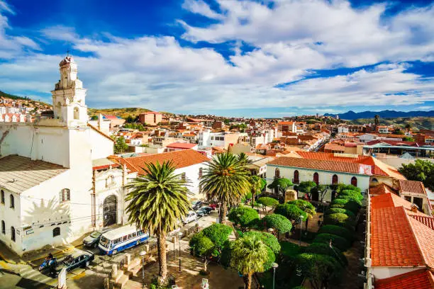 View on colonial town of Sucre in Bolivia