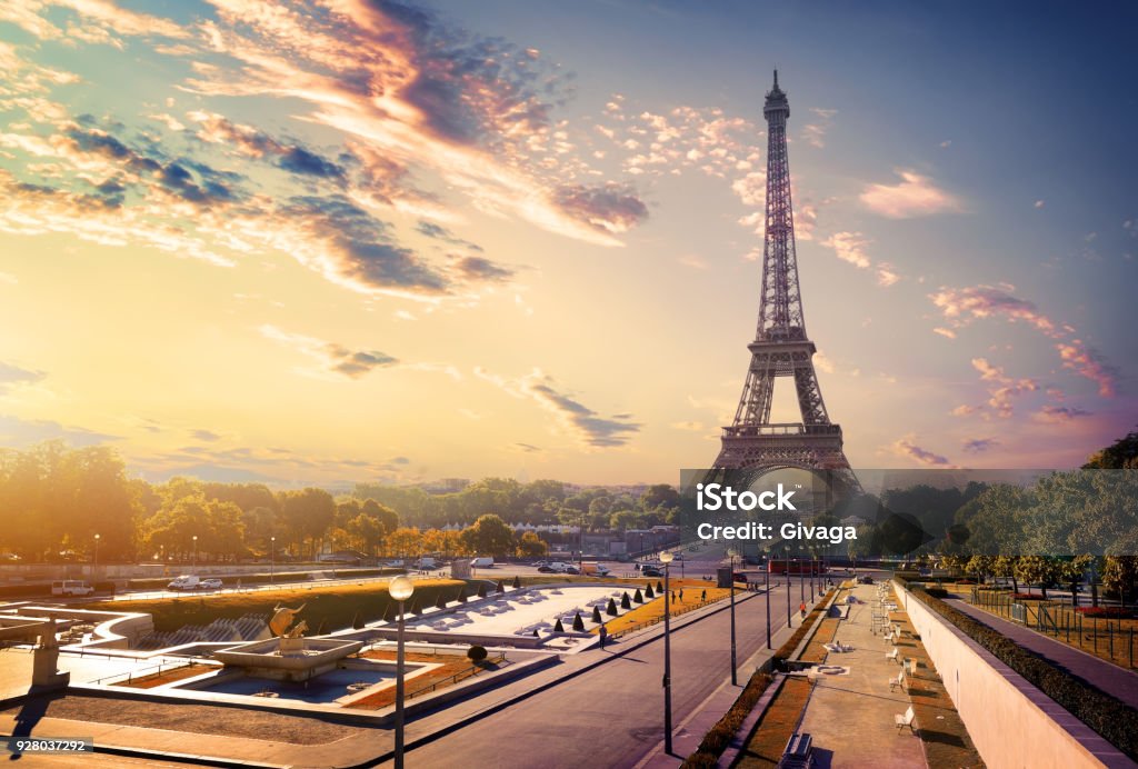 Trocadero und dem Eiffelturm - Lizenzfrei Paris Stock-Foto
