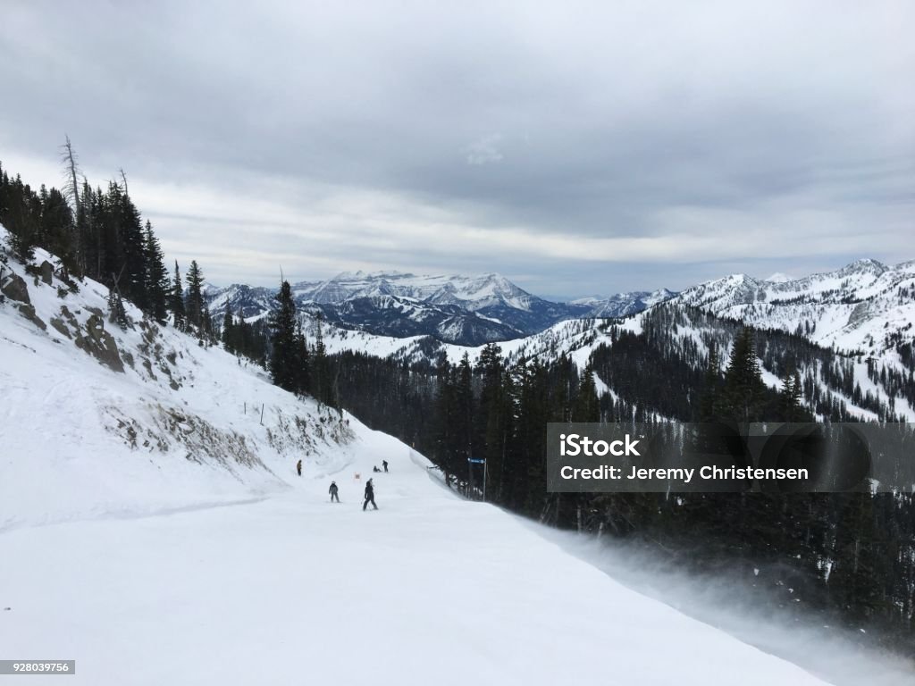 Winter majestic views around Wasatch Front Rocky Mountains, Brighton Ski Resort, close to Salt Lake and Heber Valley, Park City, USA Midway - Utah Stock Photo