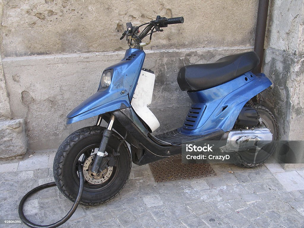 Blue Bicicleta Motorizada - Foto de stock de Antigo royalty-free