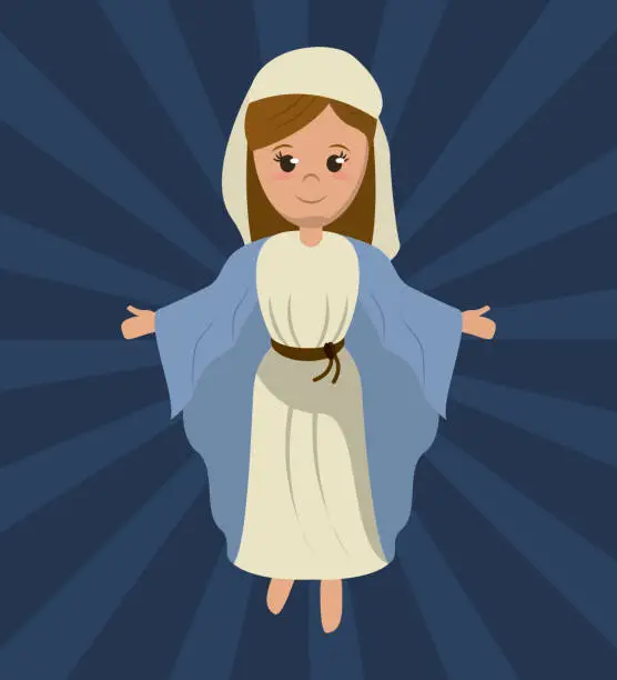 Vector illustration of virgin mary holy religious image