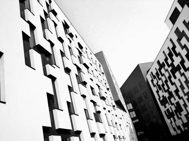 istock Striped building in Vienna in black and white 928046968