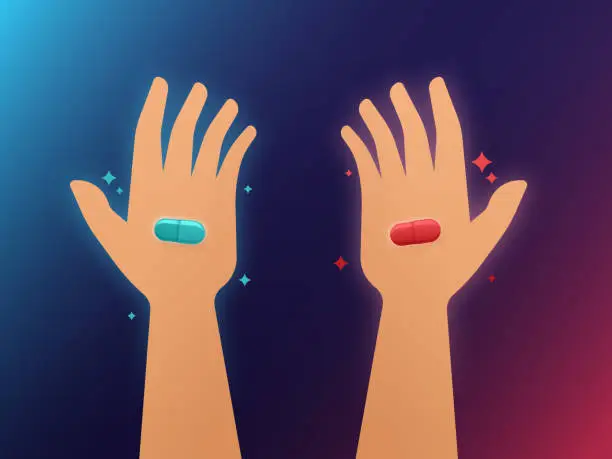 Vector illustration of Red Pill Blue Pill