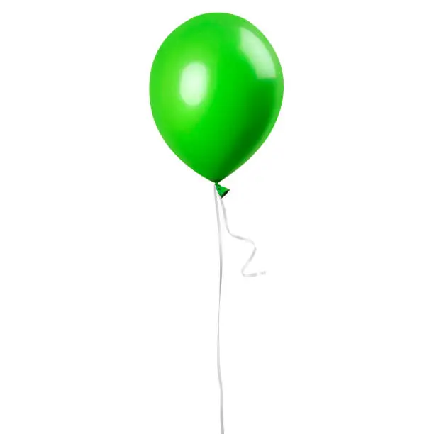 Green balloon isolated on a white background. Party decoration for celebrations and birthday