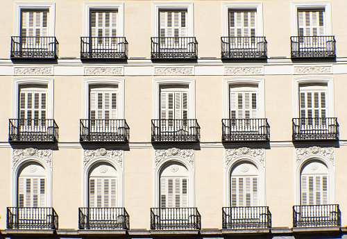 Fachada con balcones de Madrid photo