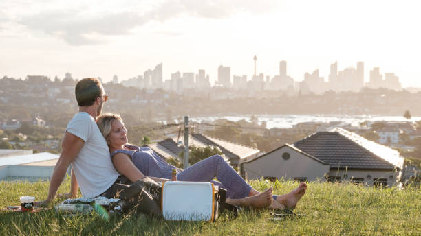 istock Couple at a picnic with a view 928057552