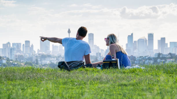 istock Couple at a picnic with a view 928057628