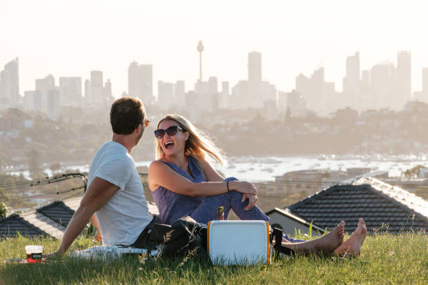 istock Couple at a picnic with a view 928057640