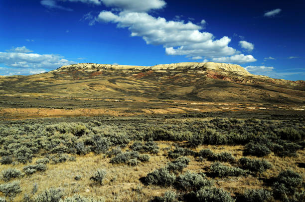 Landscape of Fossil Butte, Wyoming, in September stock photo