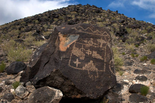 Petroglyph in Rinconada Canyon, Albuquerque, New Mexico stock photo