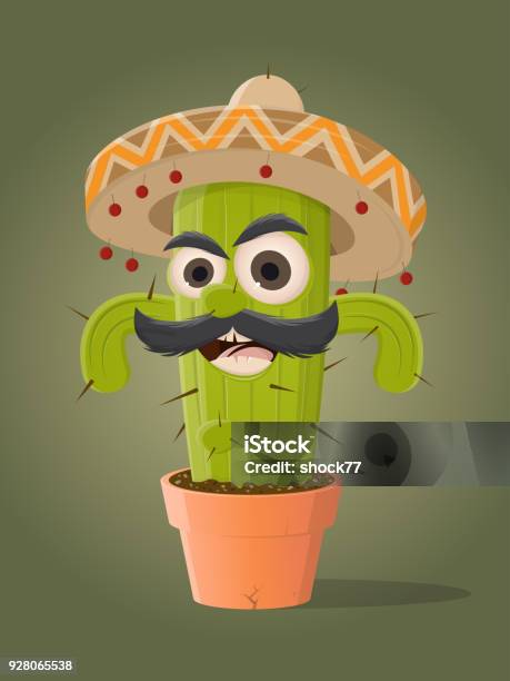 Funny Mexican Cactus Clipart Stock Illustration - Download Image Now - Humor, Mexico, Anger