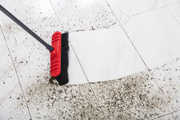 istock Broom Cleaning Dirt On Tiled Floor 928069108