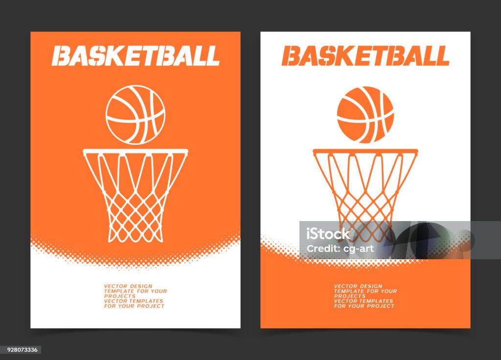 Basketball brochure or web banner design with ball and hoop icon Basketball brochure or web banner design with ball and hoop icon. Vector illustration Basketball - Sport stock vector