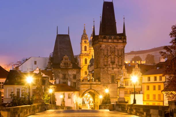 Charles Bridge and Prague Castle over Vltava River, Prague
