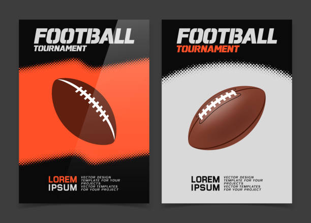Brochure or web banner design with American Football ball icon vector art illustration