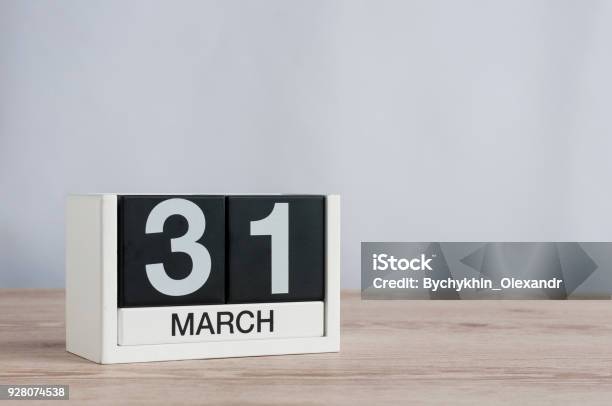 March 31st Day 31 Of Month Wooden Calendar On Light Background Spring Time Empty Space For Text Stock Photo - Download Image Now
