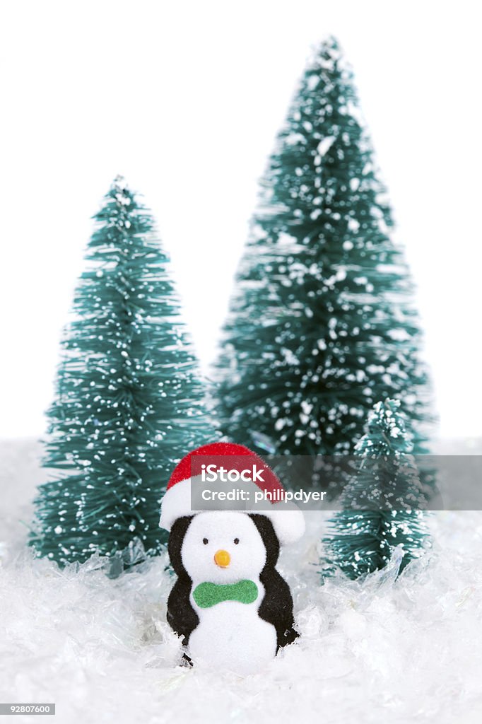 Toy penguin with trees  Figurine Stock Photo