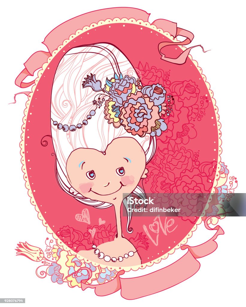 My princess. Portrait of little lady in Marie Antoinette style. Little lady. Sweet pink portrait of a funny girl in the jocular style of Marie Antoinette. Marie Antoinette stock vector