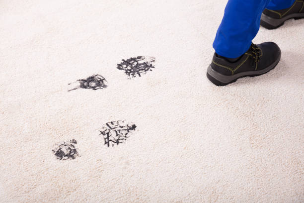 istock Elevated View Of Muddy Footprint On Carpet 928077386