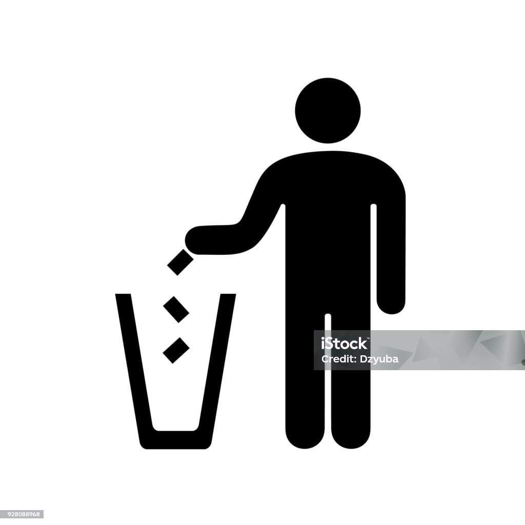 man throwing garbage in the urn A sign of a man throwing garbage in the urn. Vector illustration. Garbage stock vector